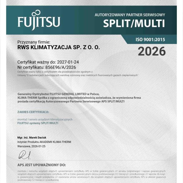 Fujitsu certyfikat